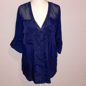 Daniel Rainn Navy Sheer Top Small NEW!!!